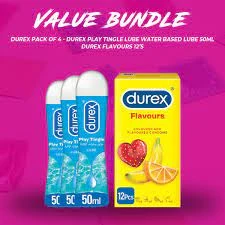 Durex Pack of 4 – Durex Play Tingle Lube 50ml x 3 + Durex Fetherlite 3’s price in Pakistan