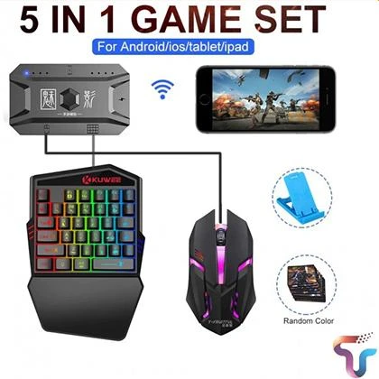 5 In 1 Combo Gaming Keyboard And Mouse Wireless Bluetooth For PCSmartphone PUBG Mobile Game Accessories price in Pakistan