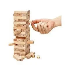 Mini Wooden Jenga Blocks Game Multicolor Toy 54 Pcs 8 Inches With 1 Dice Best Quality Blocks Game Play With Your Family And Friends price in Pakistan