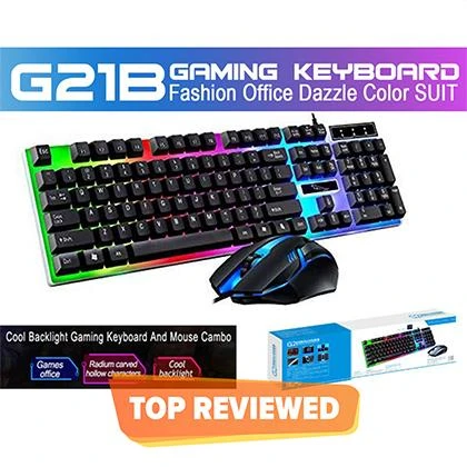G21B USB Wired 104 Keys Keyboard & Mouse Set Rainbow-Color Backlight for Laptop Computer PC price in Pakistan