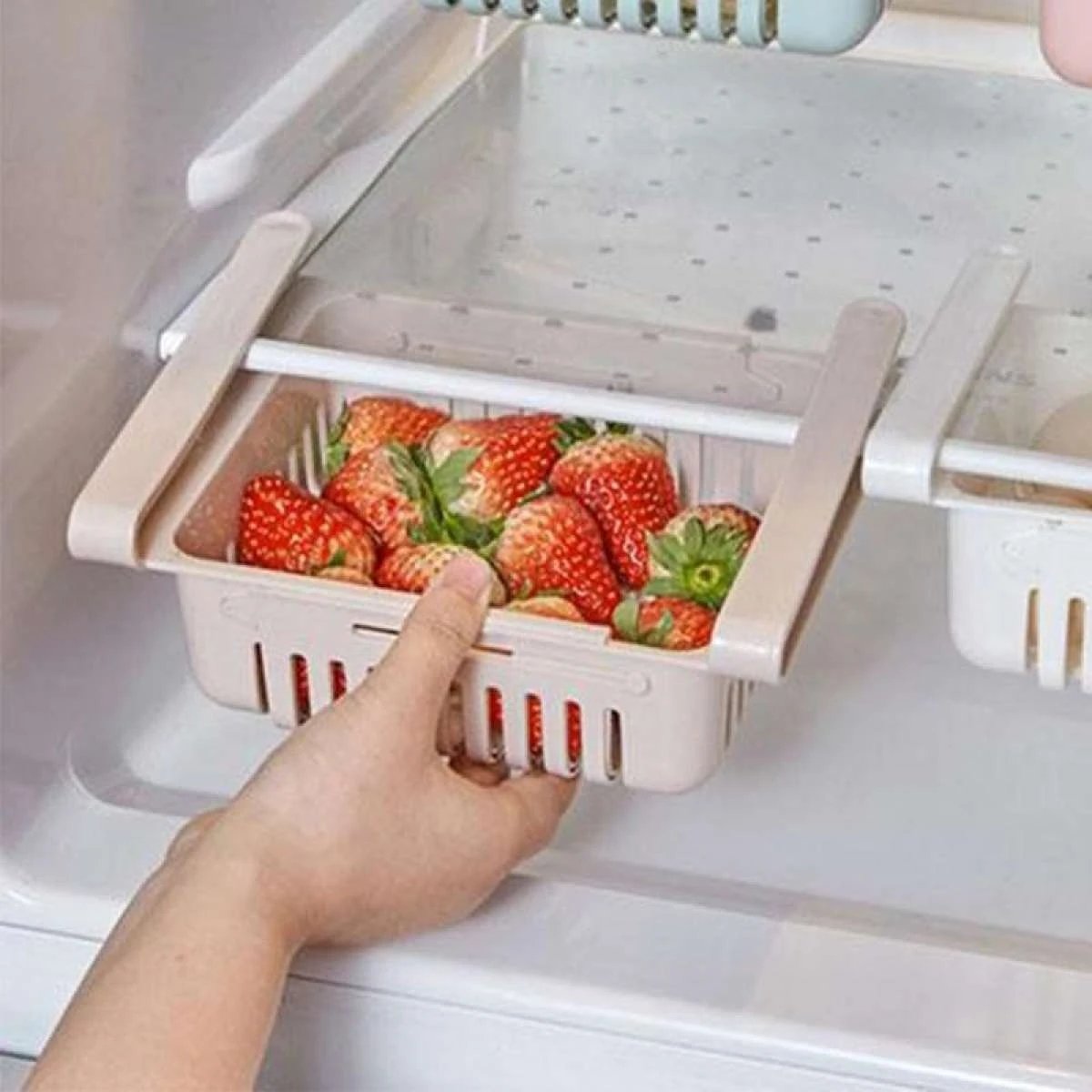 Adjustable Storage Basket For Fridge | Plastic Basket | Stretchable price in Pakistan
