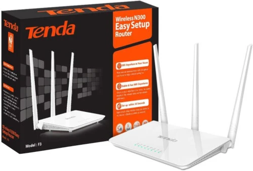 Tenda F3 wifi router has 300 mbps wireless speed, 3x 5dBi external antenna, WPS reset button, support WPA WPA2 WPA-PSKWPA2-PSK security mechanism to enhance security level, 2.4GHz frequency, DHCP server Working Mode Universal Repeater price in Pakistan