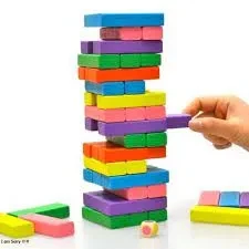 Jenga Wooden Kids Game Small Size 52 Blocks with 2 Dice Stacking Tumbling Tower Multicolor price in Pakistan