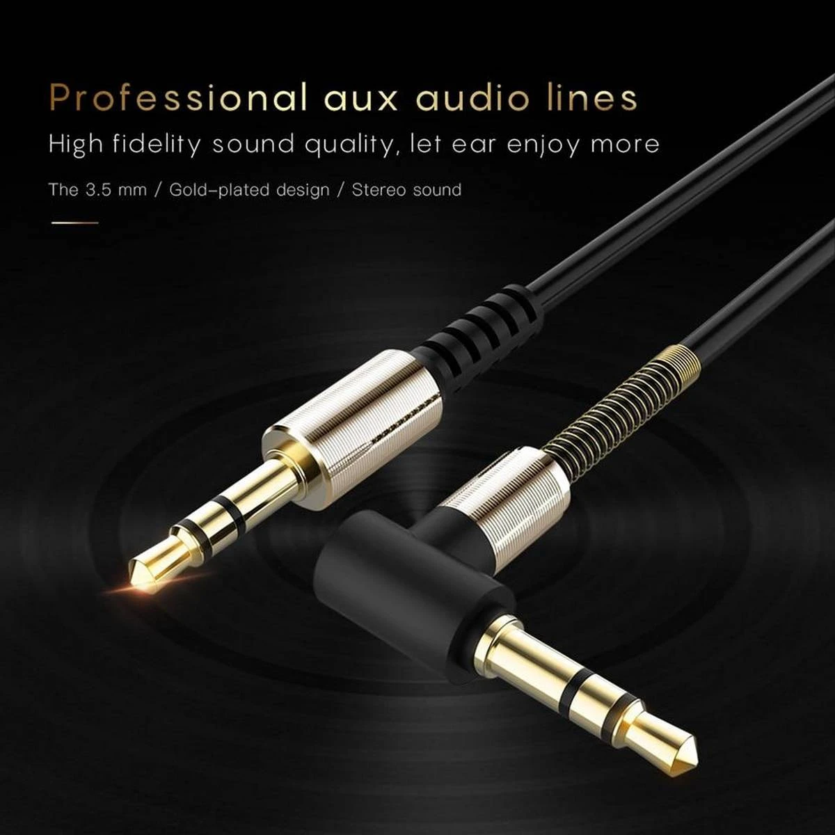 1.5 Meter 3.5mm AUX Cable L-Shaped Spring highly Durable, Male to Male For SpeakersHeadphonesDeckCar Connection price in Pakistan