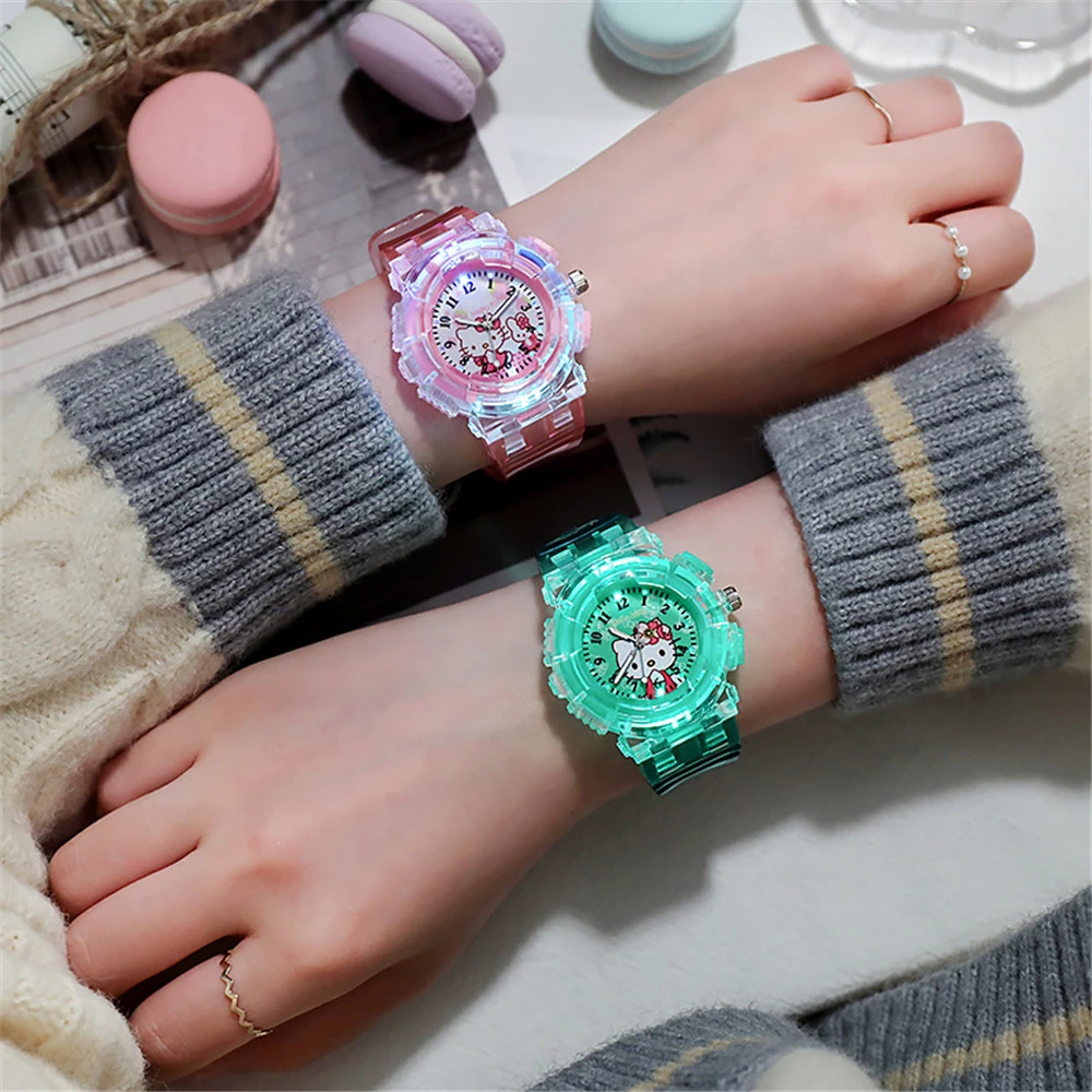 [Without Box]Hello Kitty LED Digital Watch for Children Life Waterproof Girls Luminous Watch Kids Watches Toy Student Watch Gifts price in Pakistan