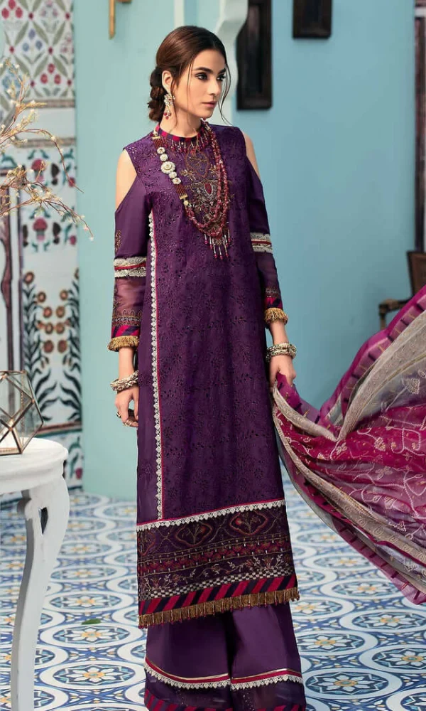 Anaya- 3PC Embroidered Printed Shirt with Printed Chiffon Dupatta price in Pakistan