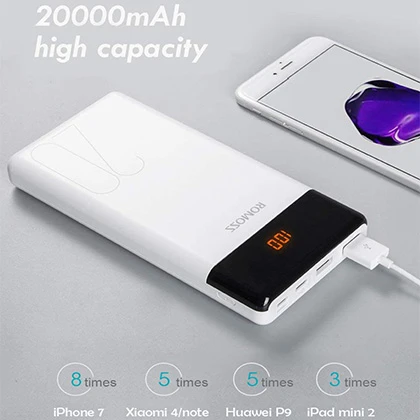 20000mAh ROMOSS LT20 Power Bank Dual USB Powerbank External Battery With LED Display Fast Portable Charge price in Pakistan