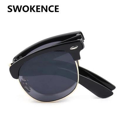 Folding Sunglasses With Box Women Men Upscale Brand Retro Foldable UV400 Sunscreen price in Pakistan