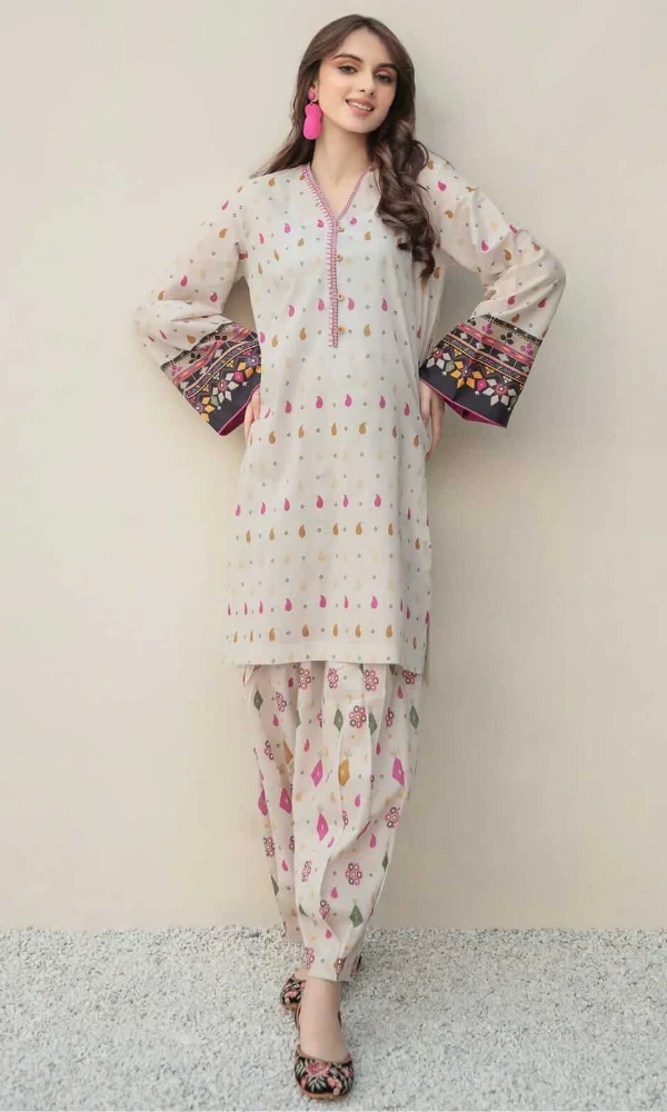 Baroque – 2PC Lawn Printed Shirt WithPrinted Trouser price in Pakistan