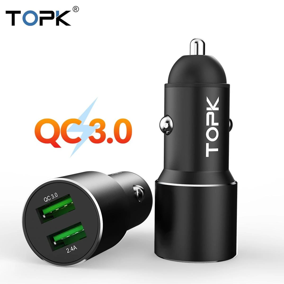 TOPK Dual USB Car Charger for iPhone Xiaomi Sansmsung,HUAWAI Quick Charge 3.0 Fast Charger Phone Charger Adapter in car price in Pakistan