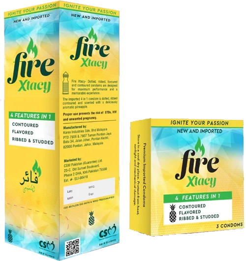 Xtacy Fire Dotted Ribbed Flavoured Condom – 36 Pieces price in Pakistan