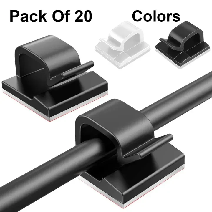 Cable Clamp Clips (Pack Of 20 Small) Self Adhesive Wire Tie Holder price in Pakistan