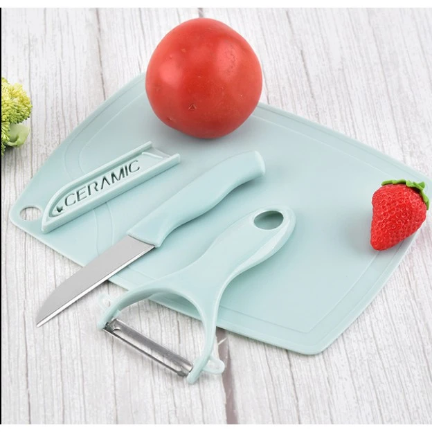 3 in 1 Ceramic Fruit Knife + Peeler + Chopping Board Set price in Pakistan