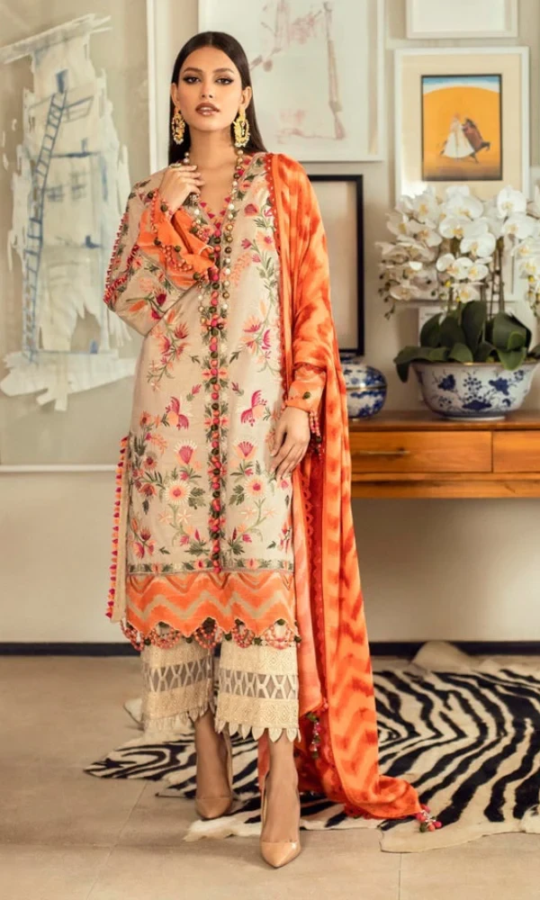 Sana Safinaz-3PC Front Heavy Embroidered With Embroidered (D) price in Pakistan