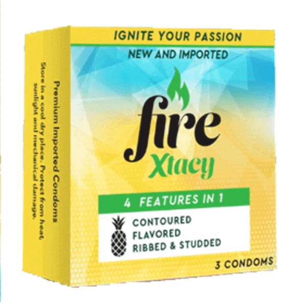 Xtacy Fire Dotted Ribbed Flavoured Condom – 3 Pieces price in Pakistan