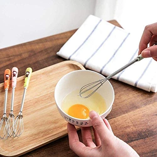 Egg Whisk, Stainless Steel Manual Egg Beater Cartoon Ceramic Handle Hand Mini Handheld Egg Mixer Separator For Cooking Baking price in Pakistan