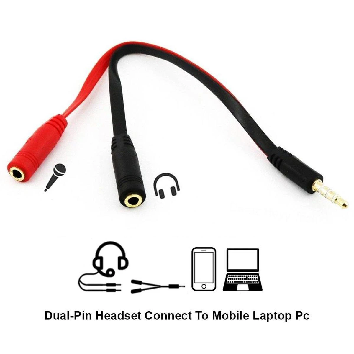 Two Pin Headphone Earphone Audio Splitter Mic And Speaker Divider Cable Adapter For Mobile Smart Phone PC Laptop price in Pakistan