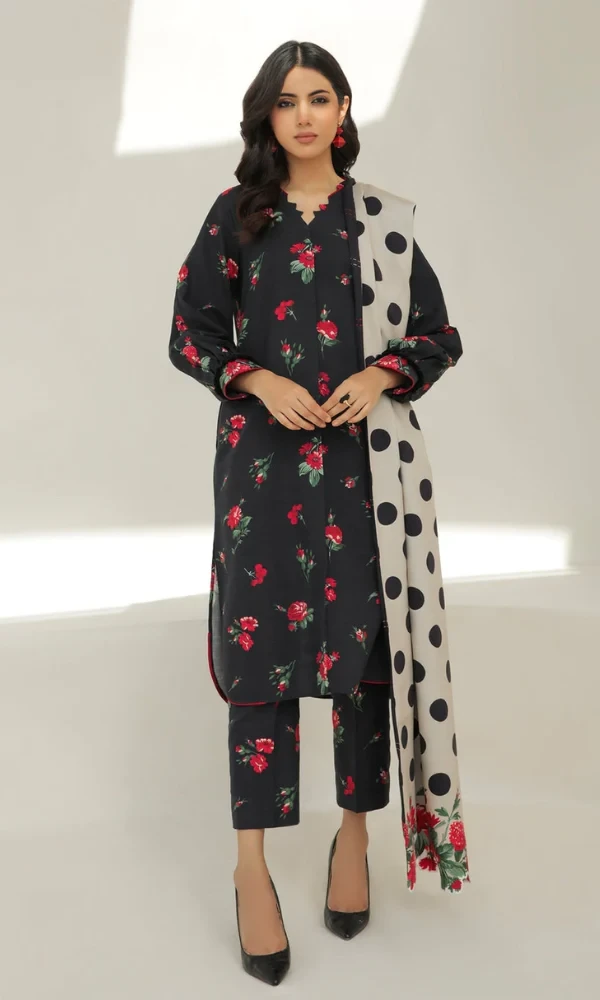 Baroque- 3PC Lawn Digital Printed Shirt With Printed Voil Dupatta 1 price in Pakistan