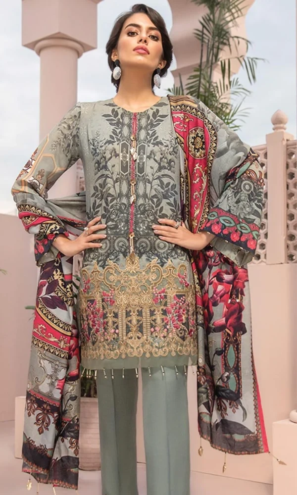 Jazmin – 3PC Embroidered Printed Shirt with Printed Chiffon Dupatta price in Pakistan