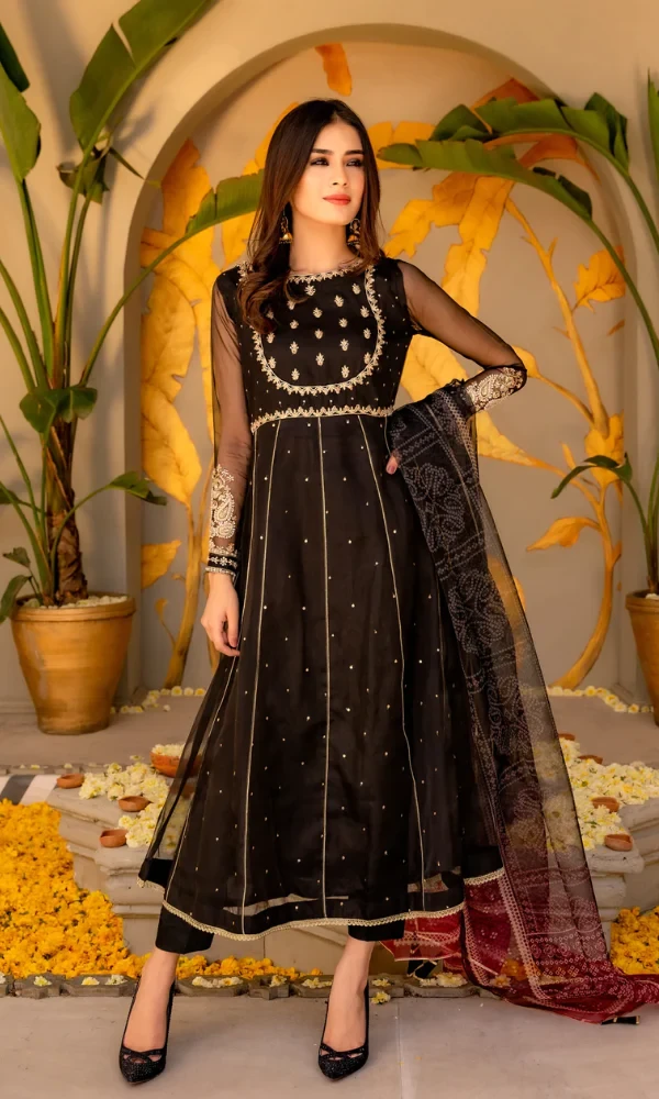 Maria B . – 3PC Organza Heavy Embroidered Shirt With Organza Digital Print Dupatta price in Pakistan