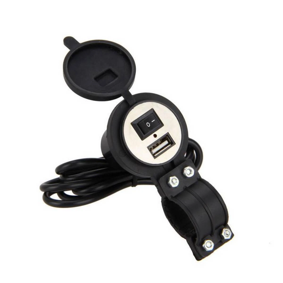Bikes 12V Motorcycle Mobile Phone USB Charger Port Power Adapter Socket Waterproof Hot (Black) price in Pakistan