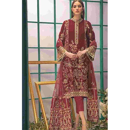 3PC Lawn Embroidered Shirt With Embroidered Organza Dupatta -BFFC843 (B) price in Pakistan