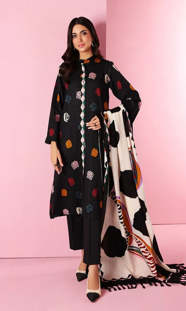 Nishat – 3PC Khaddar Heavy Embroidered Shirt With Pashimina Shawl price in Pakistan