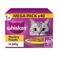 Whiskas 1+ Pouches Poultry Feasts In Jelly Adult Wet Cat Food – 85gm price in Pakistan