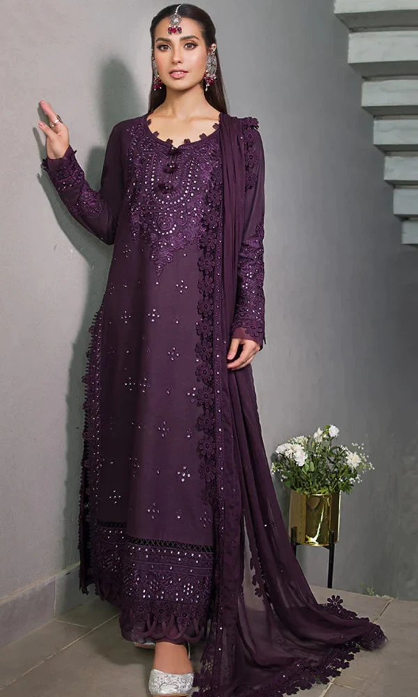 Asim Jofa-3PC Linen Embroidered Shirt with(D) price in Pakistan