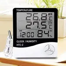HTC-2 Digital Room Hygrometer Thermometer Clock LCD Indoor/Outdoor Temperature Humidity Meter with sensor price in Pakistan