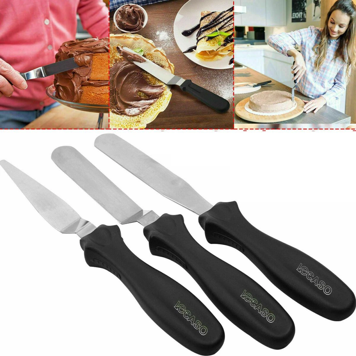 3pcs Cake Spatula Set Decorating Tools Stainless Steel Spatula Cake Cream Knife price in Pakistan