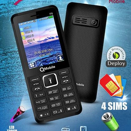 QMobile F6 V2, 4 SIMs Enabled, 2.4 LCD Screen, Smart Camera, AudioVideo Player, FM Radio, Bluetooth, LED Torch, 3000mAh Battery price in Pakistan