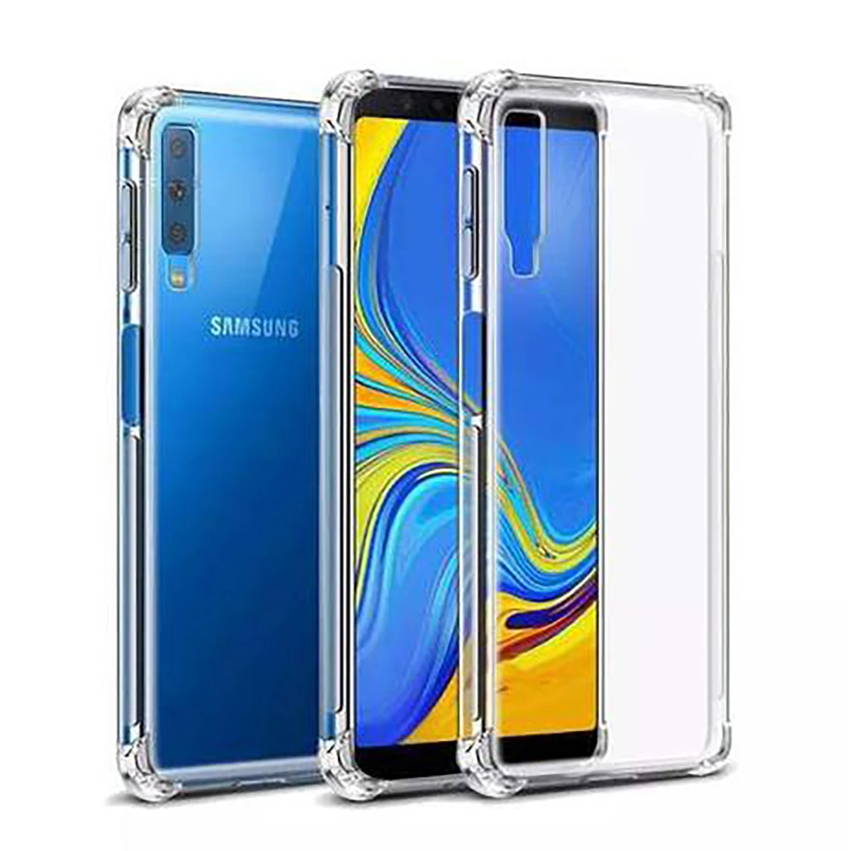 Samsung A7 2018 Back Cover Transparent Extra Bumper Anti Shock Soft Crystal Clear Cover price in Pakistan