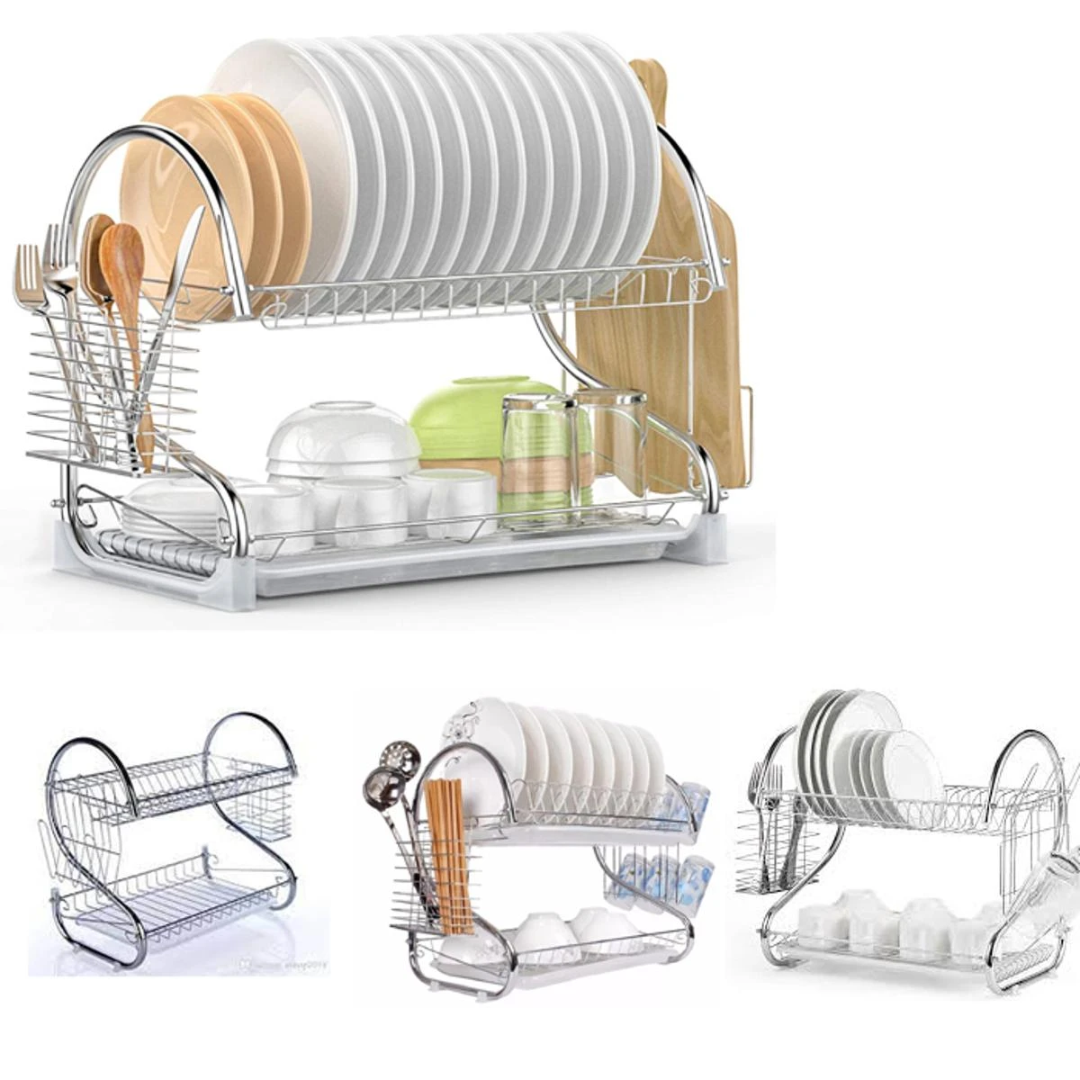 S Shape Crockery stand 2 layer with plastic tray / New price in Pakistan