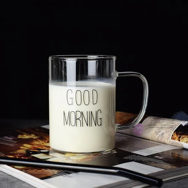 Borosilicate Good Morning Mug, printed glass cup with Handle for Juice Tea cup & Coffee cup price in Pakistan