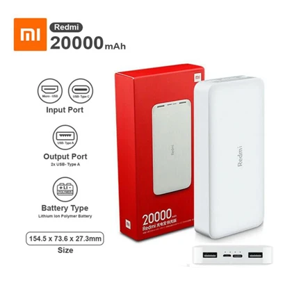 Xiaomi Mi Redmi Power Bank 20000mAh – 18W Fast Charge Dual USB Output – Type C Input price in Pakistan