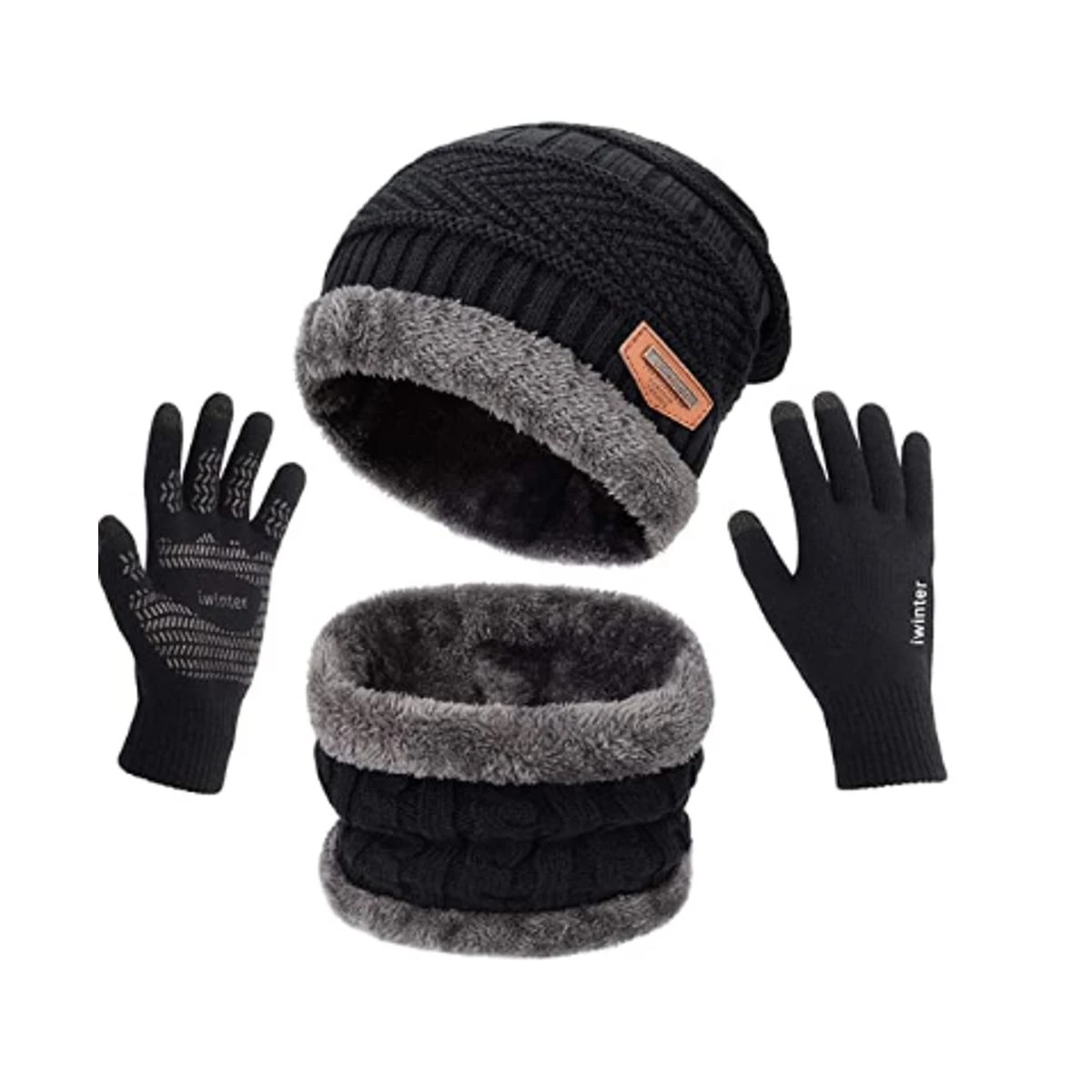 Luxury 3 Pc Full Beanie Set Winter Beanie Cap Neck Warmer & Gloves Set price in Pakistan