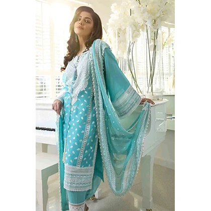 3PC Lawn Embroidered Shirt with Embroidered Bamber Chiffon Dupatta (D) price in Pakistan