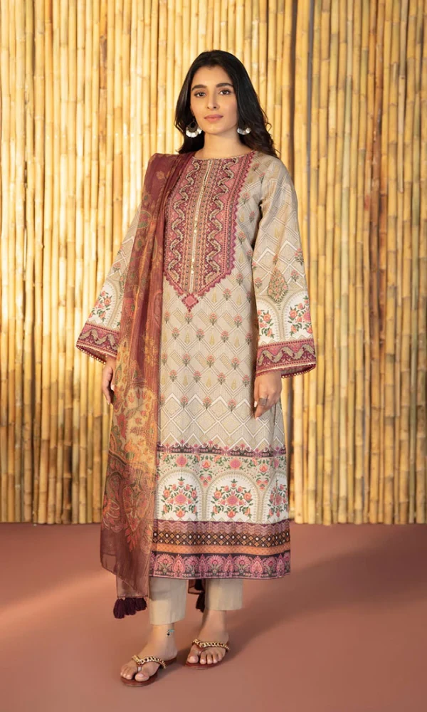 Sapphire – 3PC Marina Neckline Embroidered Shirt With Marina Printed Duppata price in Pakistan