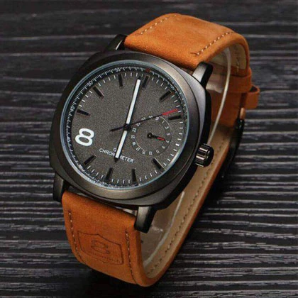 Brown Strap Analog Leather Watch For Men  Stylish Unique Mens Styles Watches For Boys price in Pakistan