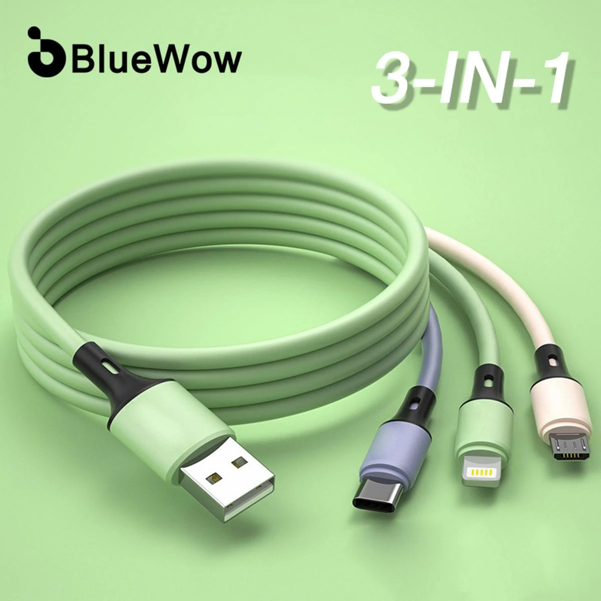 BlueWow SJX-001 3 in 1 Multi Charger Cable 3A Charging Cable Cord Charger USB Charger price in Pakistan