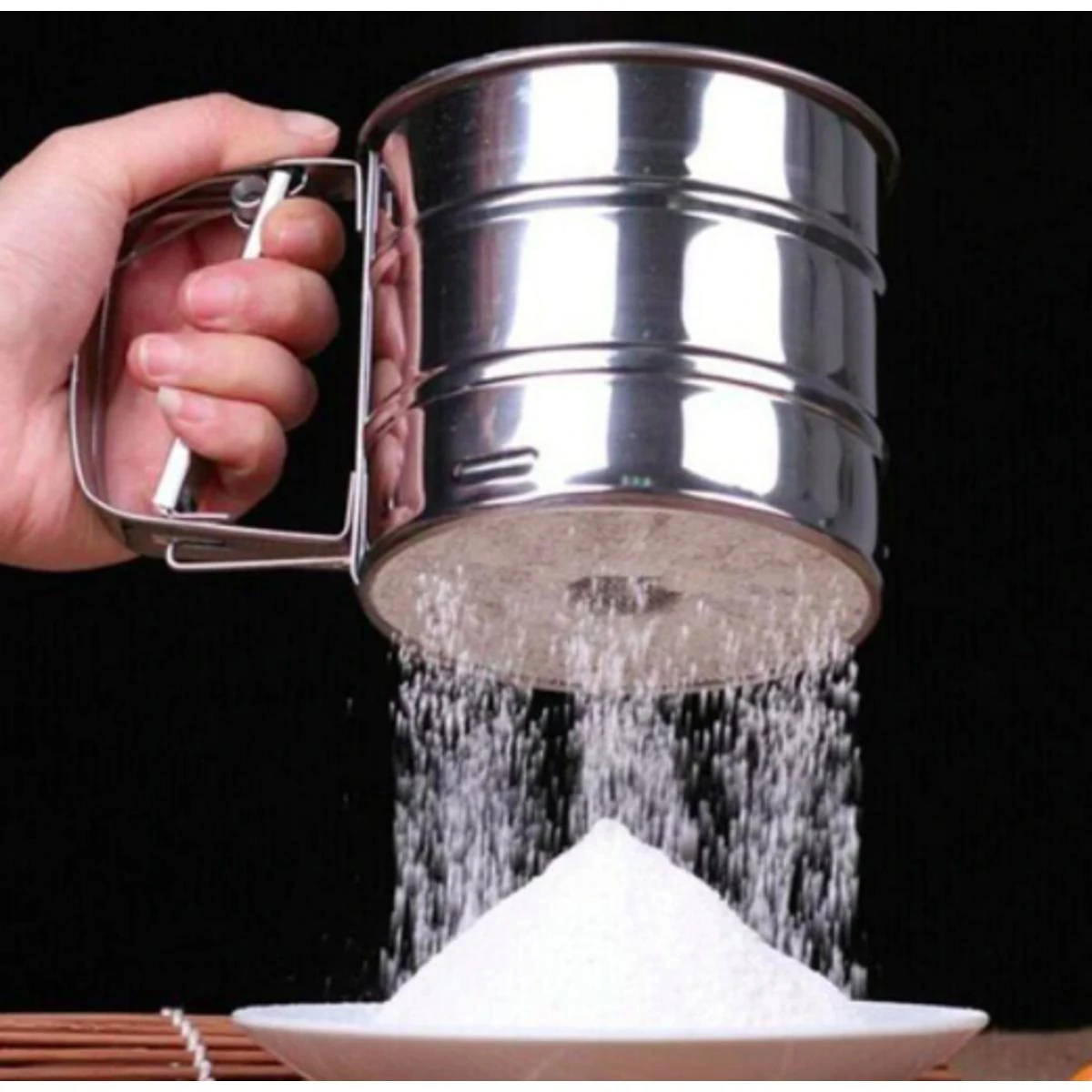 Handheld Stainless Steel Flour Shaker Mesh Flour Bolt Sifter Mechanical Sieve Cup Icing Sugar Bake Tool Kitchen Bakeware price in Pakistan