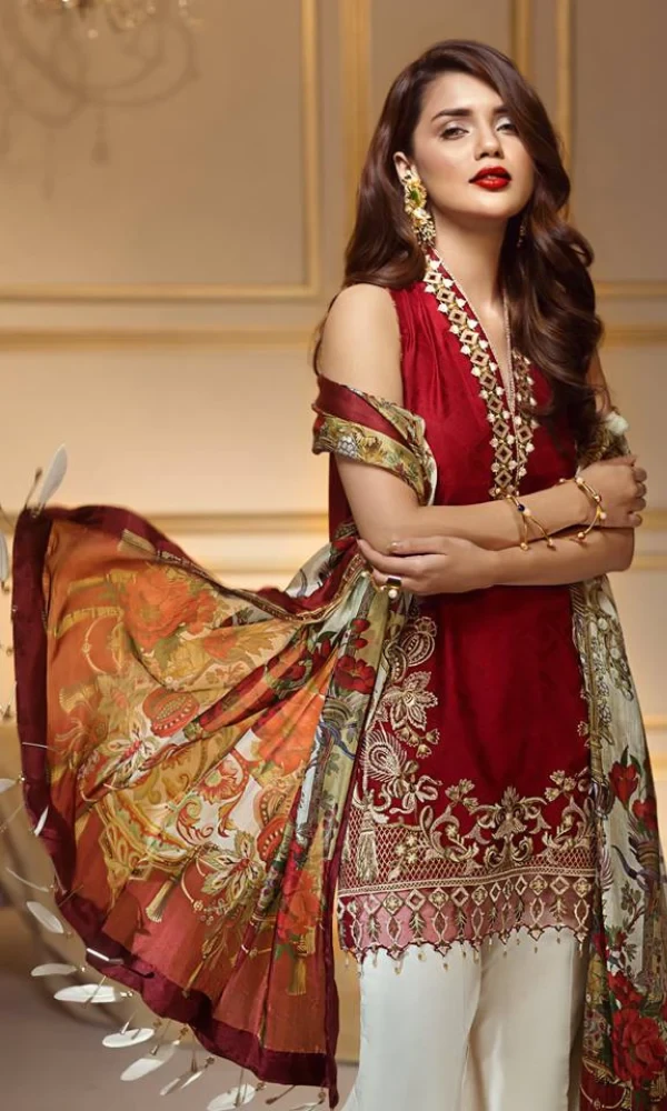 Anaya-3PC Lawn Embroidered Shirt With Printed Chiphon Dupatta price in Pakistan