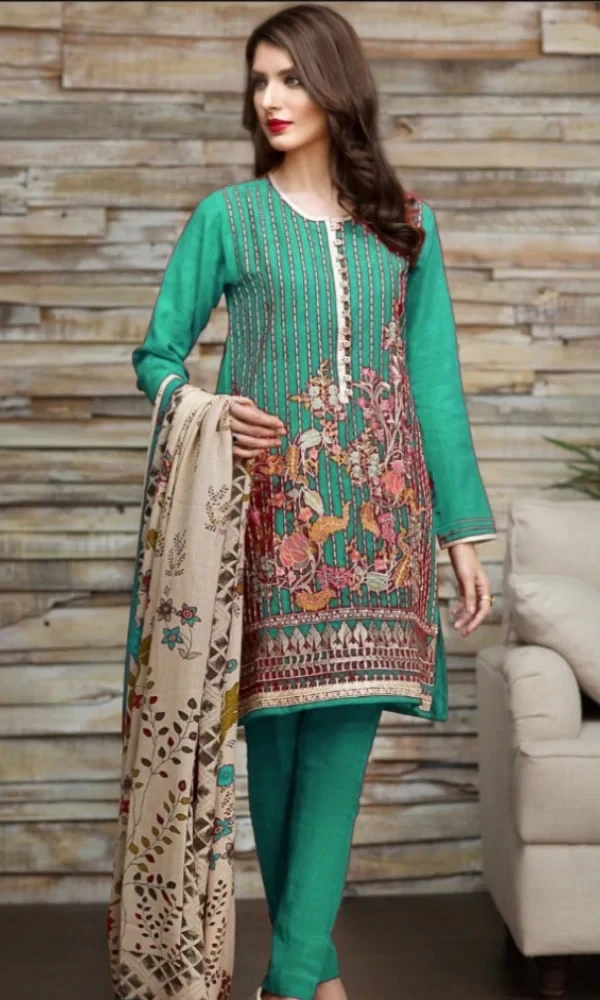 Khaadi – 3PC Dhanak Embroidered Shirt With Embroidered Dhanak Wool Shawl price in Pakistan