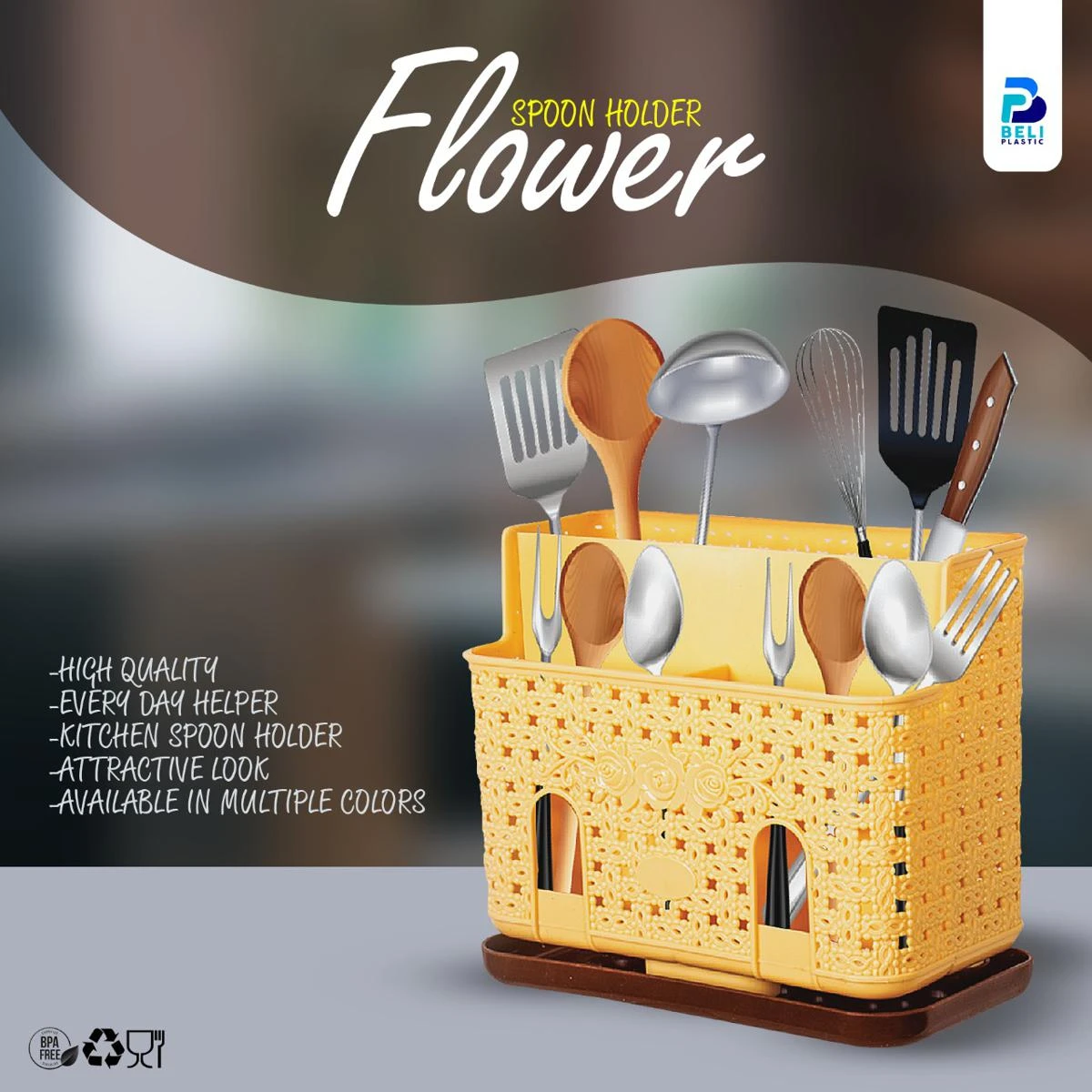 Spoon Stand For Kitchen  Plastic Cutlery Holder price in Pakistan