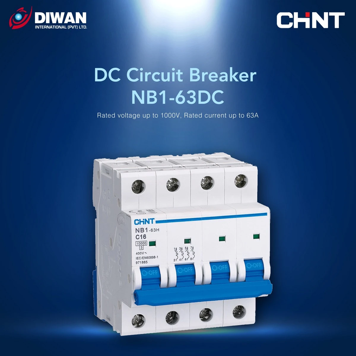 CHINT DC Breaker 4P 16A  32A 1000V Solar Panel Inverter MCB price in Pakistan