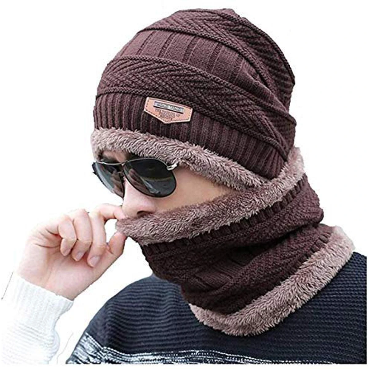 Brown Beanie Cap Neck Warmer Full Set-2 Piece price in Pakistan