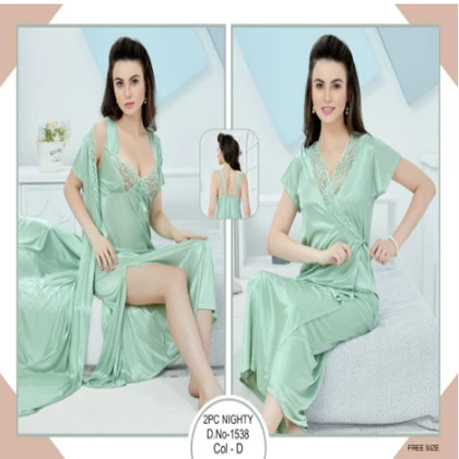 Tee Dot 2-pieces Bridal Nightwear With Side Knot For Girls & Women – Light Green price in Pakistan