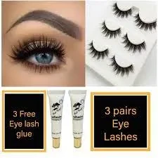 Beautious 3 pairs 3D eye lashes with 3 free glues price in Pakistan