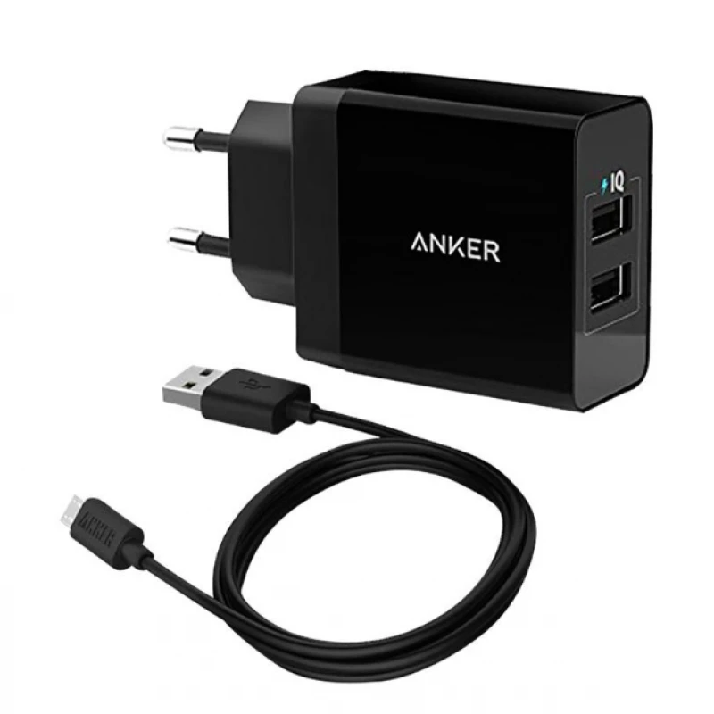 Anker 24W 2-Port USB Charger & 3ft Micro USB Cable – Black price in Pakistan